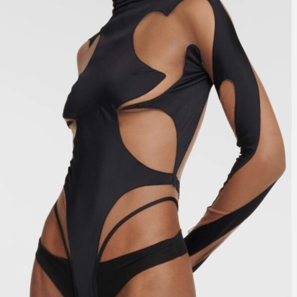Mugler Black Panelled Bodysuit